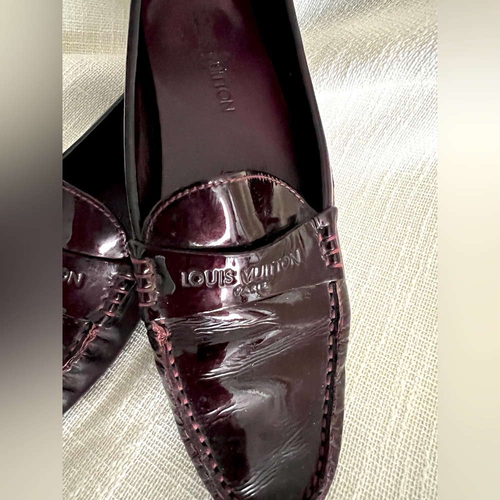 Louis Vuitton Women’s Deep Burgundy Patent Leather Loafers